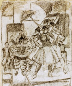 Theatrical Scene by Carl Newman Oil Painting