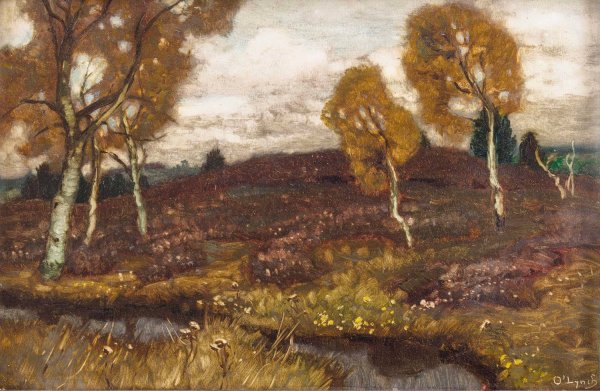 Mooslandschaft mit Birken by Carl O'Lynch Of Town - Hand-Painted Oil Painting Reproduction