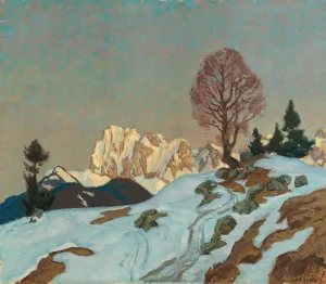 Nachtleuchten am Karwendel Oil painting by Carl O'Lynch Of Town