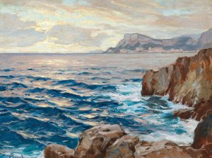 View of the Bay of Monaco by Carl O'Lynch Of Town Oil Painting