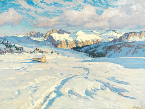 Winter Landscape by Carl O'Lynch Of Town - Hand-Painted Oil Painting Reproduction
