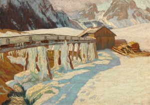 Winterlandschaft mit Muhle by Carl O'Lynch Of Town Oil Painting