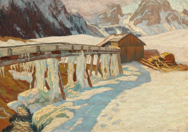 Winterlandschaft mit Muhle by Carl O'Lynch Of Town - Hand-Painted Oil Painting Reproduction