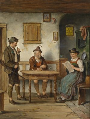 Jagerlatein by Carl Ostersetzer Oil Painting