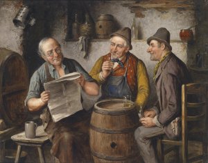 Wirtshauspolitik by Carl Ostersetzer Oil Painting