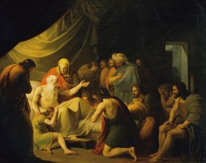 Jacob Blesses the Sons of Joseph by Carl Peter Goebel The Elder Oil Painting