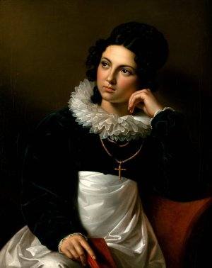 Rosalia Klieber, the wife of the sculptor Josef Klieber by Carl Peter Goebel The Elder Oil Painting