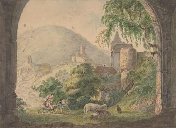 The Four Castles of Neckarsteinach  by Carl Philipp Fohr - Hand-Painted Oil Painting Reproduction