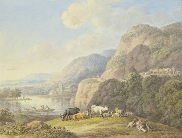 Berglandschaft mit einem See by Carl Philipp Schallhas - Hand-Painted Oil Painting Reproduction