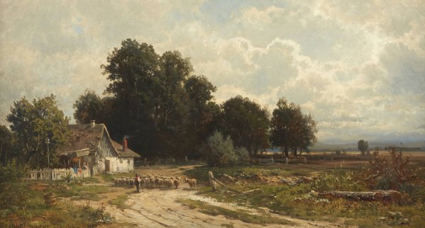 Main Product Photo of Farm Near Rockaway, Morris County, New Jersey Painting by Carl Philipp Weber