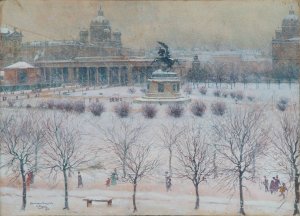 Der ausere Burgplatz in Wien im Winter by Carl Pippich Oil Painting