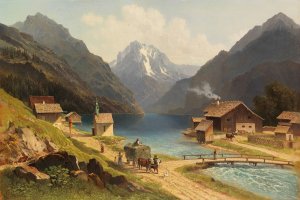 Der Sixenhof am Achensee in Tirol by Carl Prestele Oil Painting