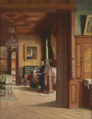 Carl Probst mit Gattin Gisela am Klavier by Carl Probst Oil Painting