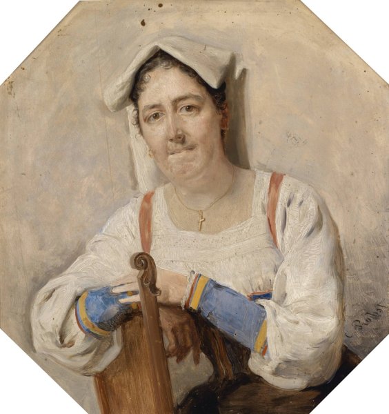 Bildnis einer Italienerin  by Carl Probst - Hand-Painted Oil Painting Reproduction