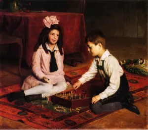 The Chess Match by Carl Probst - Oil Painting Reproduction