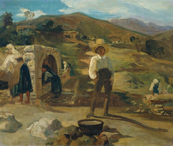 Italienische Landschaft  by Carl Rahl - Hand-Painted Oil Painting Reproduction