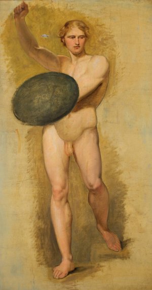 Jungling mit Schild by Carl Rahl Oil Painting