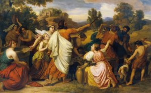 Moses protects the daughters of Requel Oil painting by Carl Rahl
