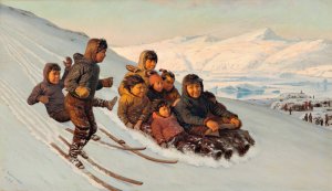 Wintertime in Greenland by Carl Rasmussen Oil Painting