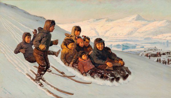 Wintertime in Greenland  by Carl Rasmussen - Hand-Painted Oil Painting Reproduction