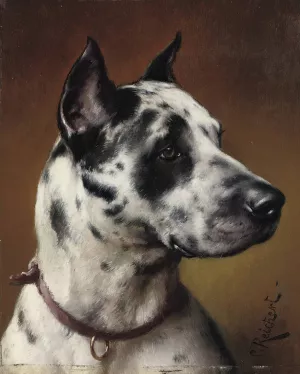 A Great Dane by Carl Reichert Oil Painting