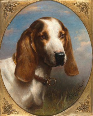 A Hunting Dog by Carl Reichert Oil Painting