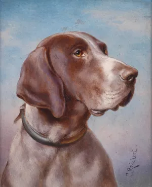 Hundeportrait by Carl Reichert Oil Painting