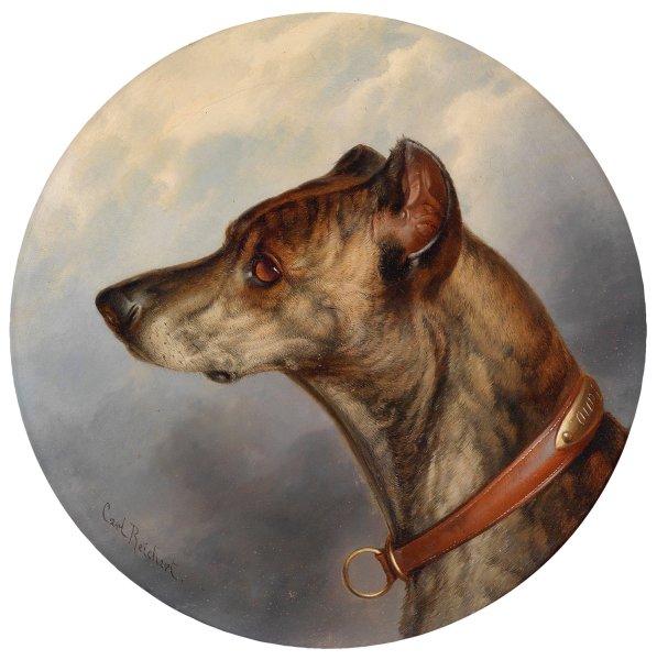 Hundeportrat rund by Carl Reichert - Hand-Painted Oil Painting Reproduction