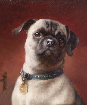 Mops by Carl Reichert Oil Painting
