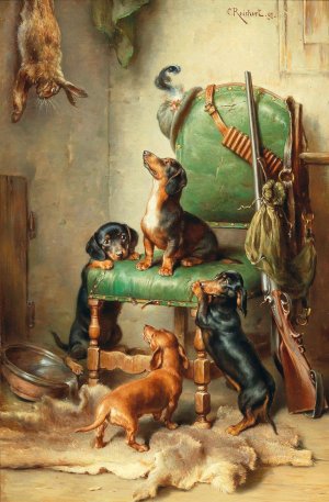 Noch nicht hasenrein by Carl Reichert Oil Painting