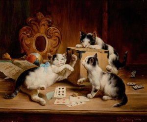 Playing Cards by Carl Reichert Oil Painting