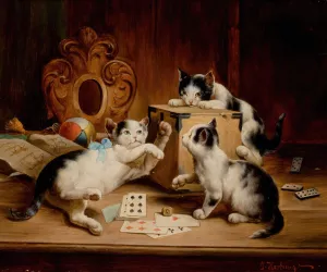 Playing Cards by Carl Reichert Oil Painting
