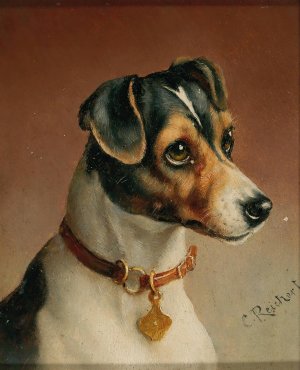 Portrait of a Jack Russel Terrier by Carl Reichert Oil Painting