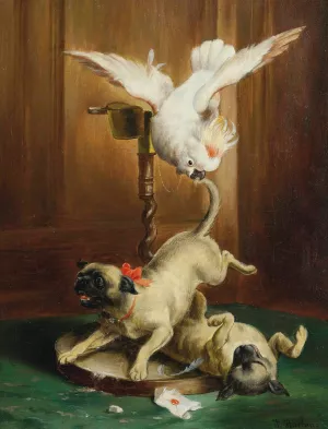 Pug Pandemonium by Carl Reichert Oil Painting
