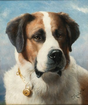 St Bernard by Carl Reichert Oil Painting