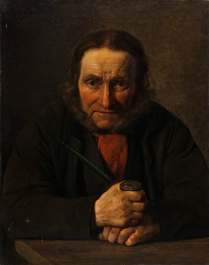 Portrait Of A Sailor Holding A Pipe by Carl Richardt Oil Painting