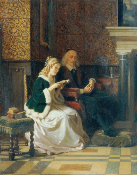 Vorleserin  by Carl Riedel - Hand-Painted Oil Painting Reproduction