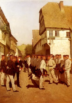 Military Cadets Preparing For Parade by Carl Rochling - Oil Painting Reproduction