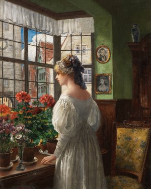 Dame am Fenster Oil painting by Carl Rohling