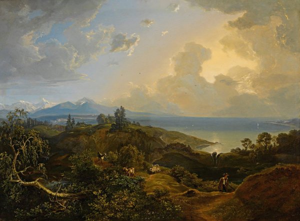 An extensive landscape in Bavaria or the Salzkammergut  by Carl Rottmann - Hand-Painted Oil Painting Reproduction