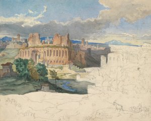 The Ruins of the Imperial Palaces in Rome by Carl Rottmann Oil Painting