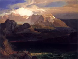View of the Eibsee by Carl Rottmann Oil Painting