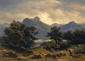 Mountain Landscape by Carl Rudolph Jonas Oil Painting