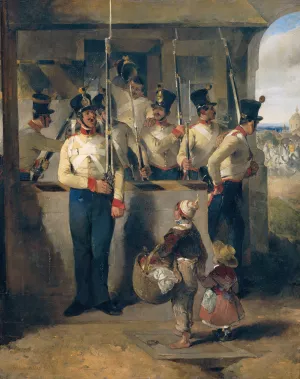 Die Schildwache, in das Gewehr rufend by Carl Schindler Oil Painting