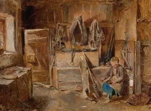 In der Geschirrkammer by Carl Schindler Oil Painting