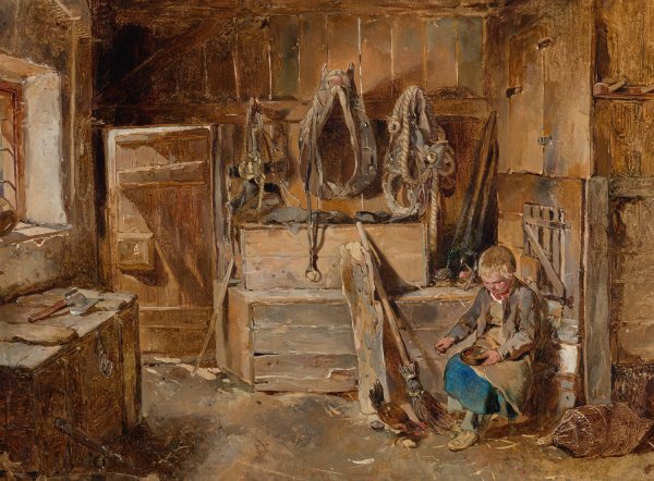 In der Geschirrkammer  by Carl Schindler - Hand-Painted Oil Painting Reproduction