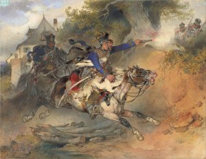 The Foraging Hussar by Carl Schindler Oil Painting
