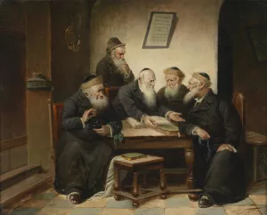 Beim Rabbi by Carl Schleicher Oil Painting