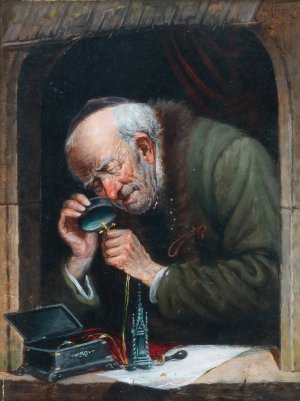 Der Pfandleiher by Carl Schleicher Oil Painting