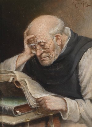 Lesender Monch by Carl Schleicher Oil Painting